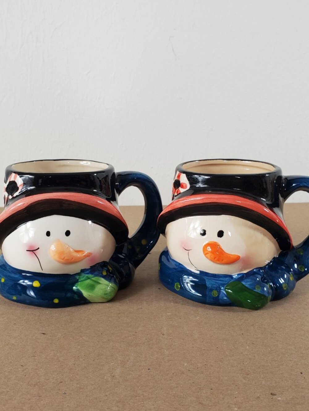 Royal Norfolk Snowman Ceramic Mugs Scarf Polka Dots Top Hat Christmas Holiday